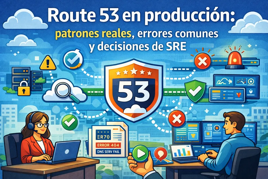 Imagen destacada del artículo: Route 53 en producción: patrones reales, errores comunes y decisiones de SRE