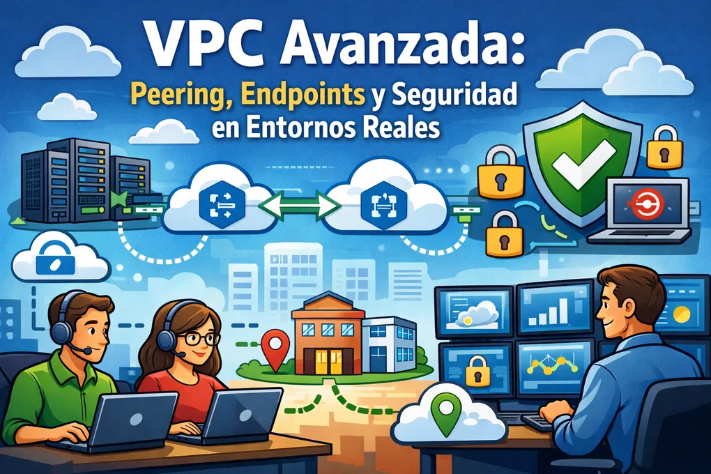 Imagen destacada del artículo: VPC avanzada: peering, transit gateway y seguridad en entornos reales